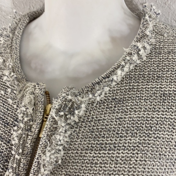 Belford beige blue knit zipper fringe sweater jacket - Picture 11 of 13